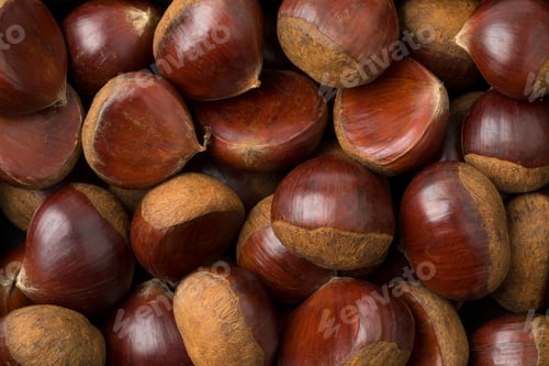 Preview: Fresh sweet chestnuts close up