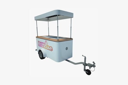 Mobile ice cream vending cart with awning