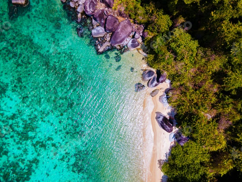 Preview: Koh Adang Island near Koh Lipe Island Southern Thailand with turqouse colored ocean and white beach