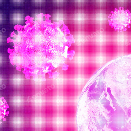 Preview: Abstract Virus and Earth Globe on Dotted Background