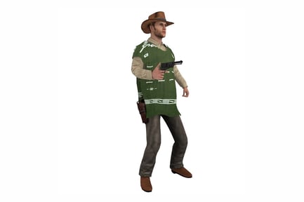 Preview: Western Outlaw: Rigged Cowboy with Revolver and Poncho