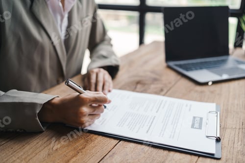 Preview: Woman submitting resume to interview for a job with a company. Job application concept.