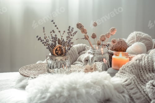 Preview: Autumn still Life home decor in a cozy house.