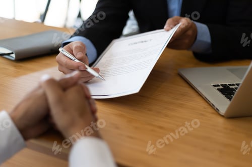 Preview: Signing a legal contract agreement. Lawyers are advising clients and discussing contracts.