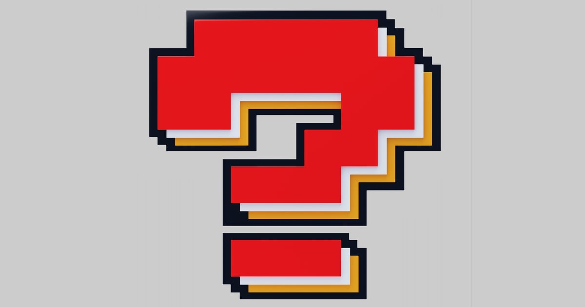 Pixelated question mark sign red 3D, Incl. blocky & icon - Envato