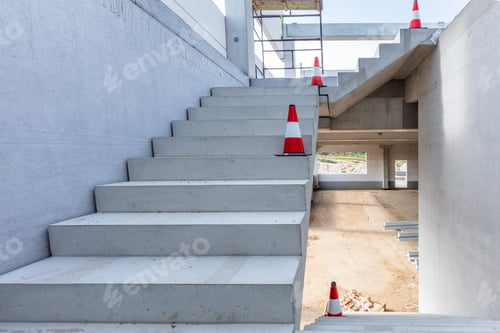 Preview: Warehouse stairs construction. Building a new industrial hall