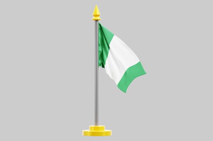 Preview: Green and white flag on a silver pole
