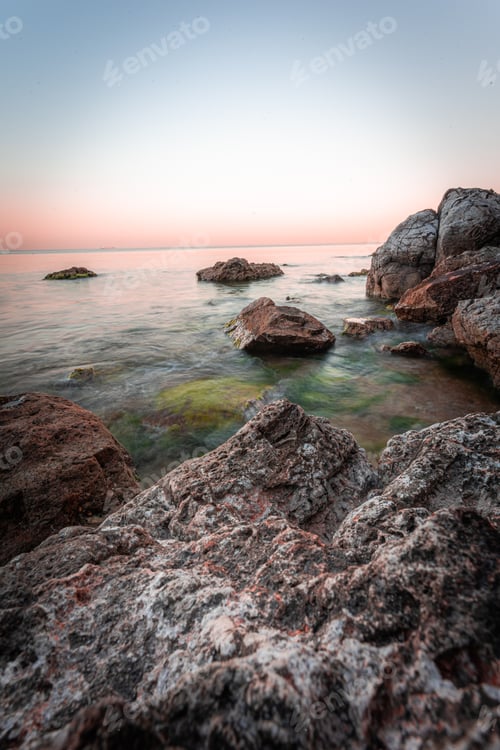 Preview: sunset - sunrise on the beach - Summer season Long exposure shot