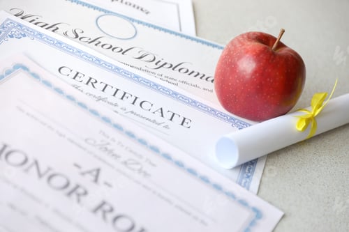 Preview: A honor roll recognition, certificate of achievement and high school diploma
