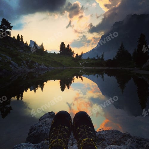 Preview: A visit of the mountain lake at sunset is a special experience.