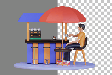 Preview: Street Coffee Stall 3D Illustration