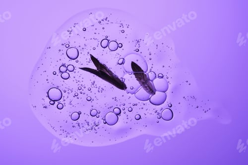 Preview: A drop of shampoo with bubbles. A texture with a leaf in it.