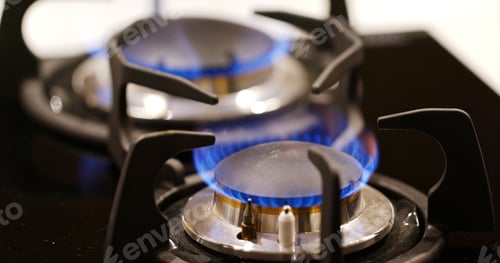 Preview: Gas burner on the stove in the kitchen