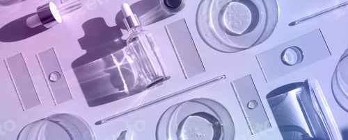Preview: serum in petri dishes cosmetic research concept neon light
