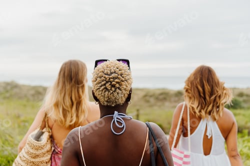 Preview: multiracial group of women on the beach