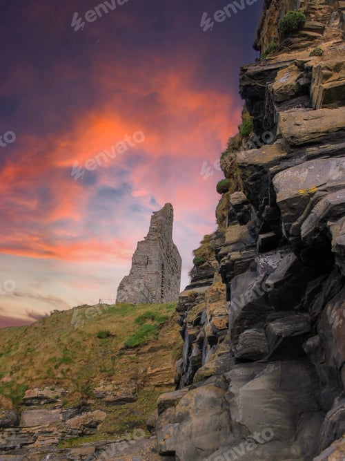 Preview: Magical stone castle wth a gloomy sky