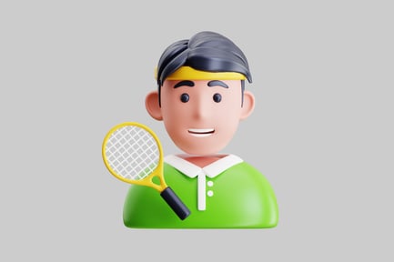 Preview: Cartoon tennis player with racquet