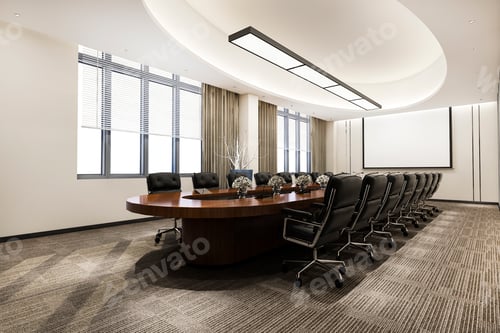 Preview: 3d rendering business meeting and working room on office building