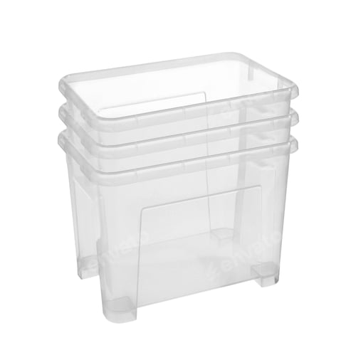 Preview: Set of plastic household baskets for storage isolated on white