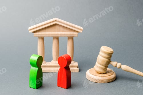 Preview: Wooden figures of people standing near the judge's gavel