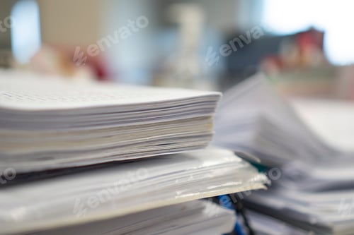 Preview: Stack of paper, Document, many jobs waiting to be done on the table, busy concept