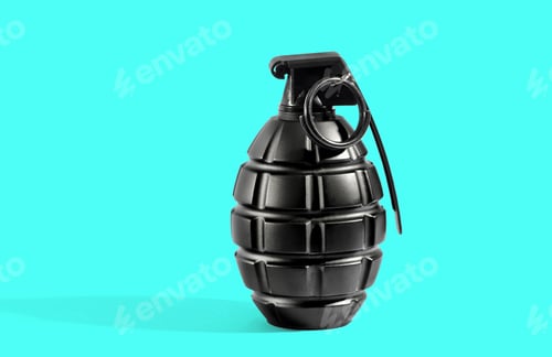 Preview: Single grenade with shadow on cyan background