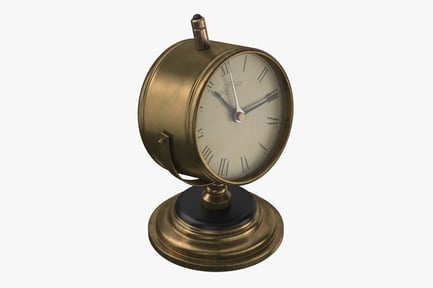 Vintage Brass Desk Clock with Roman Numerals