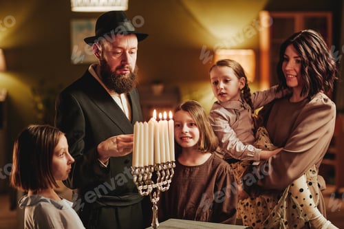 Preview: Jewish Family Celebrating Hanukkah
