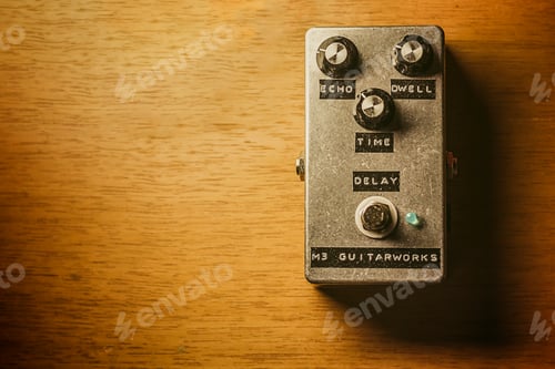 Preview: guitar pedal on wooden base