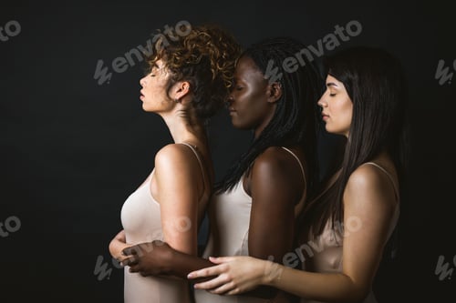 Preview: Beauty shot of multiracial group of women