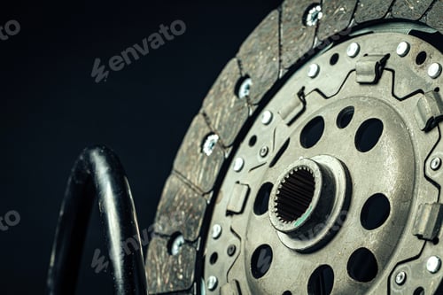 Preview: Car break disc on black background close up