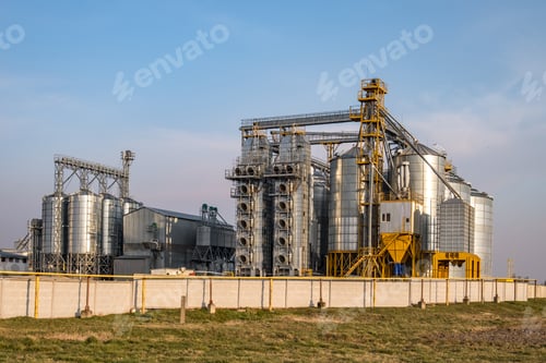 Aperçu: usine de transformation et de fabrication de produits agricoles pour le traitement et silos d'argent pour le séchage