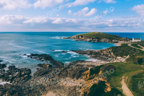 Preview: Beautiful cornish coastline in Newquay, United Kingdom - Cornwall