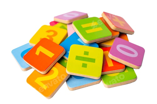 Preview: Math number colorful on white background with clipping path, education study mathematics