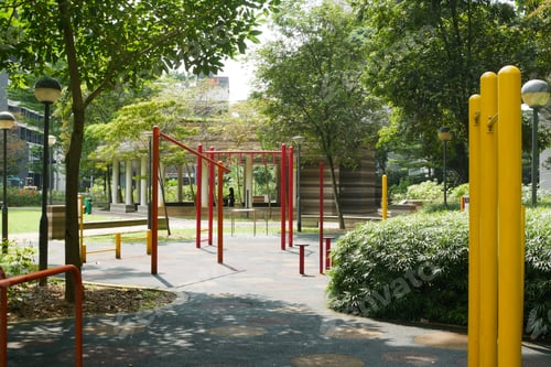 Preview: Exercise equipment in a public park i in residential area
