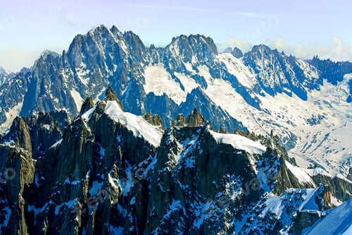 Preview: Majestic French Alps snow-capped peaks.