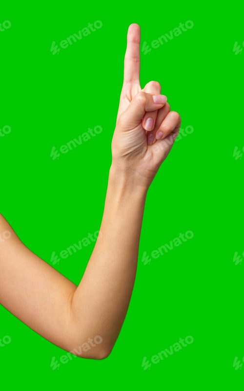 Preview: Hand gesture indicating number one with a green background during a creative or educational activity
