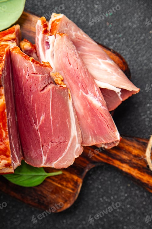 Preview: smoked pork meat cooking eating appetizer meal food snack on the table copy space food background