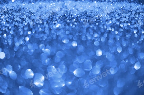 Preview: Holiday abstract texture. Christmas card with copy space. Сlassic blue background bokeh, defocused