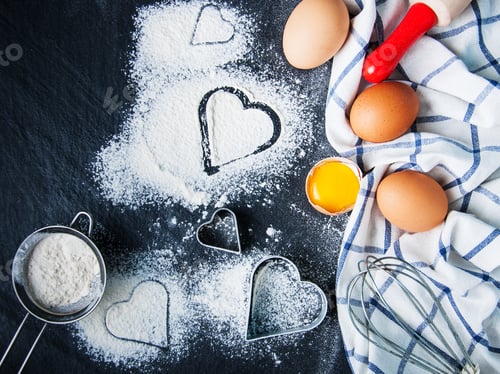Preview: Baking background with eggs
