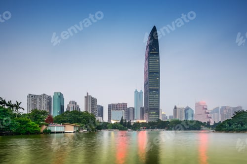 Preview: Shenzhen, China Downtown Skyline From Lychee Park.