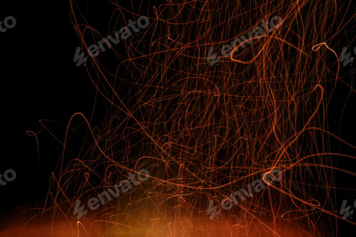 Preview: Bonfire sparkling in the black night, beautiful warm high orange flames, the heat is on - fire!!