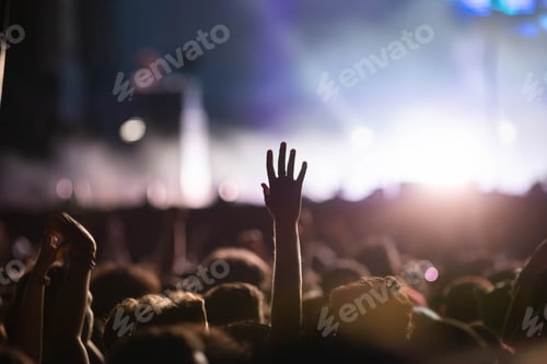 Preview: crowd partying stage lights live concert summer music festival