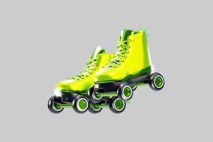 Preview: Lime green retro roller skates