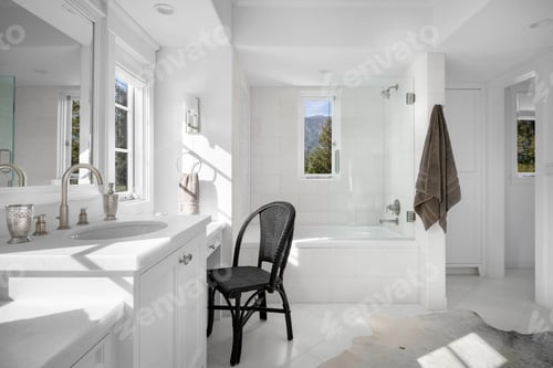 Preview: there is a bathroom with a tub next to a toilet