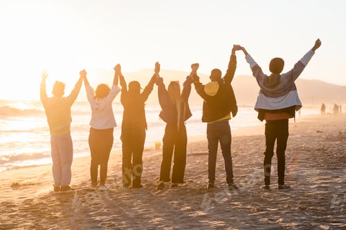 Preview: Freedom background, community of people by the beach