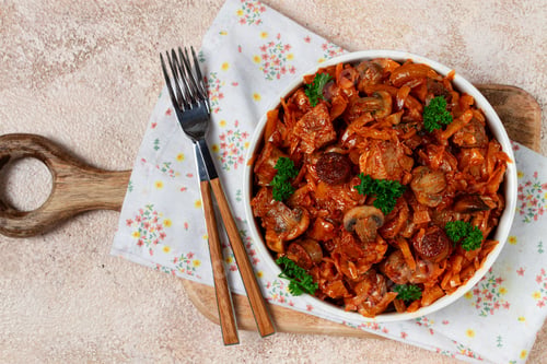 Preview: Bigos, bigus is a national Polish dish, made of cabbage and meat, stewed, homemade, no people,