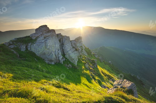 Preview: Mountain sunset landscape.