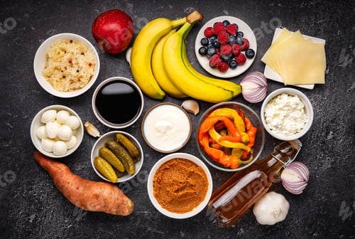 Preview: Probiotic and prebiotic foods rich of healthy bacteria good for health