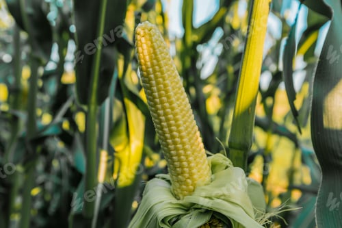 Preview: Ripening yellow corn on the cob, maize closeup